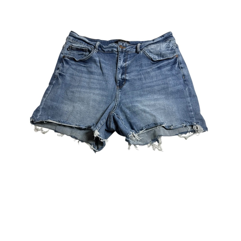 Judy Blue Cut Off Shirts Woman's 2X Distressed Raw Hem High Rise Festival